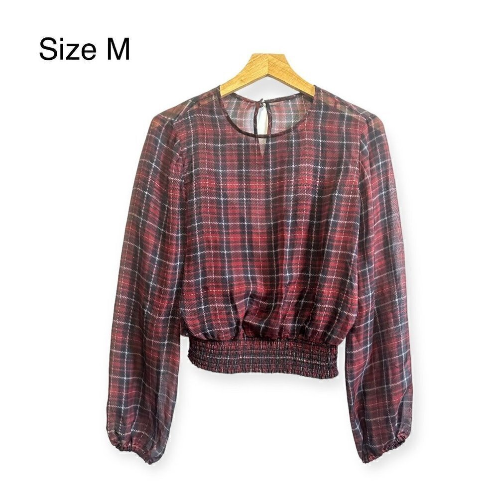 CAMI NYC  Robyn Chiffon Top in Tartan, Size M, Silk, New with tag